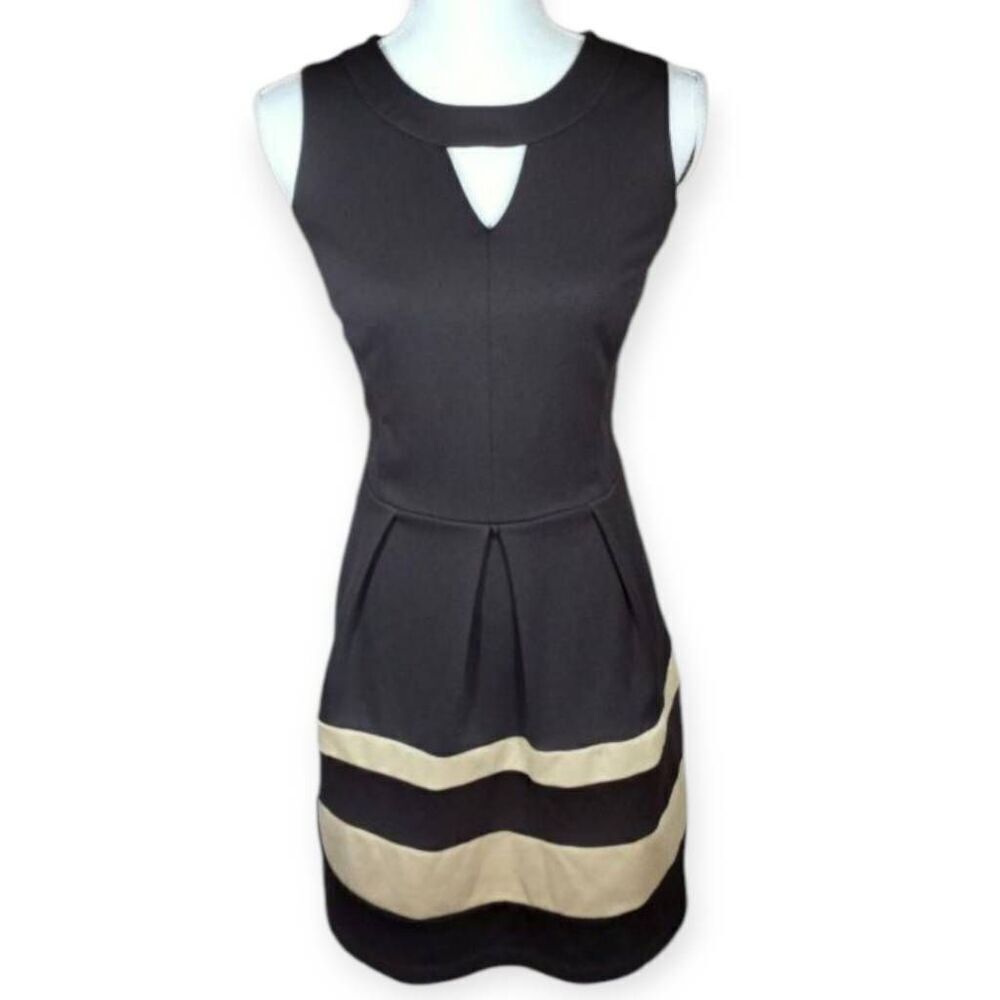IZ BYER BLACK & BEIGE DRESS SZ.13 EUC